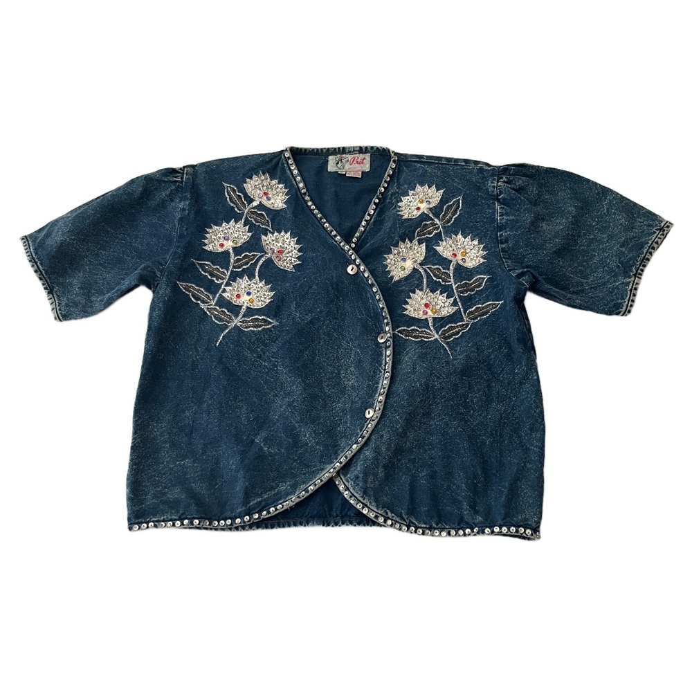 Vintage 90s Pret Acid Wash‎ Denim Button Up Shirt